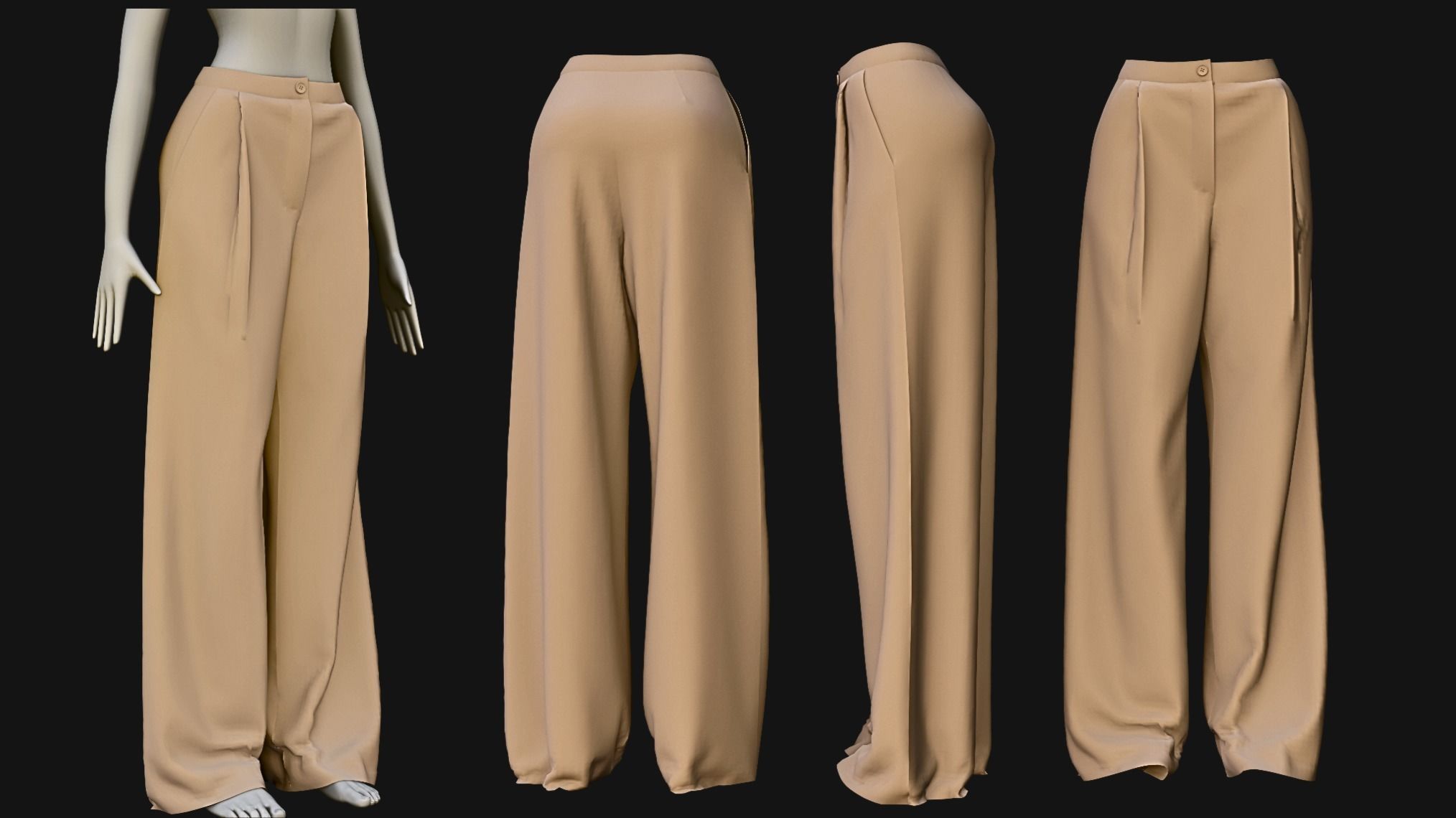 Female pants pack - 3D Model Low-poly 3D model_7