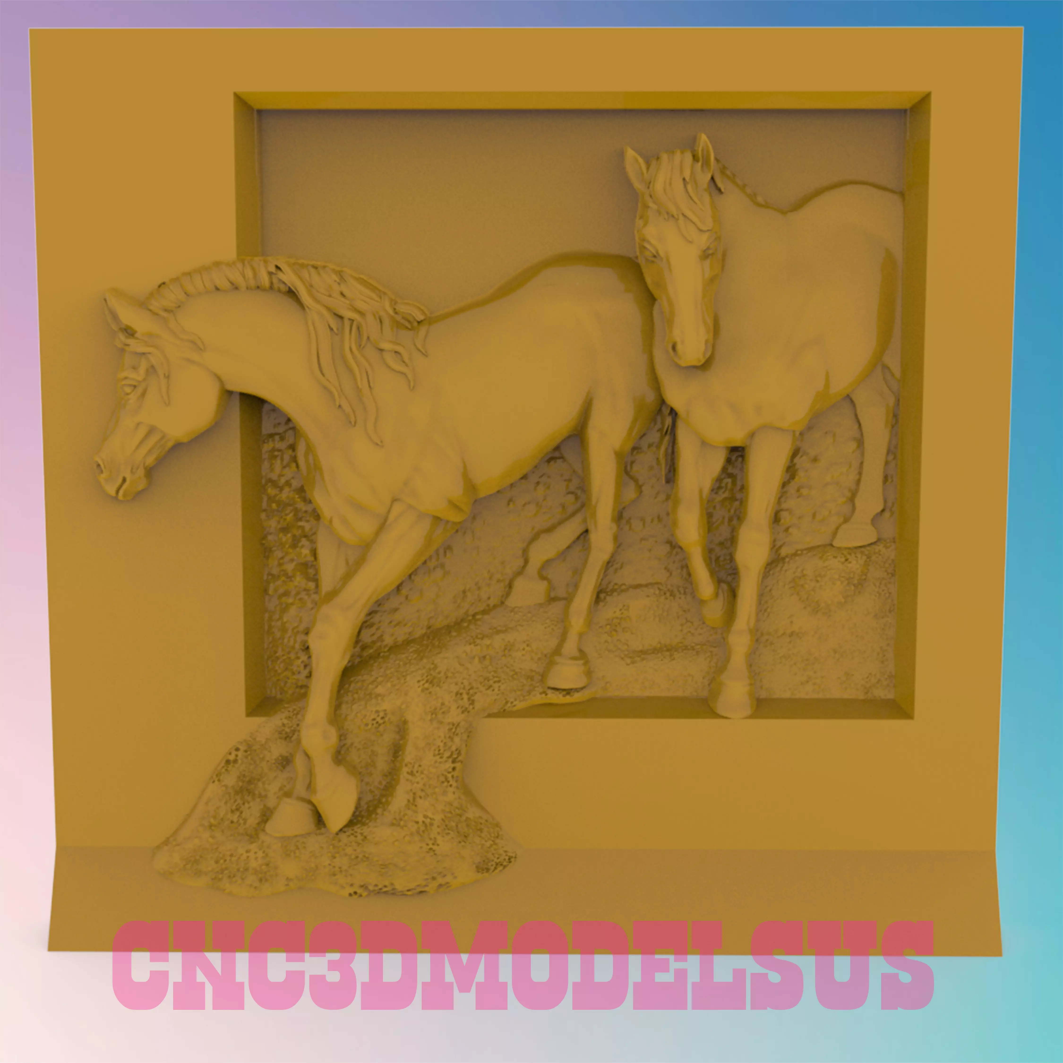 Two Horses 3D MODEL STL FILE FOR CNC ROUTER LASER 3D print model