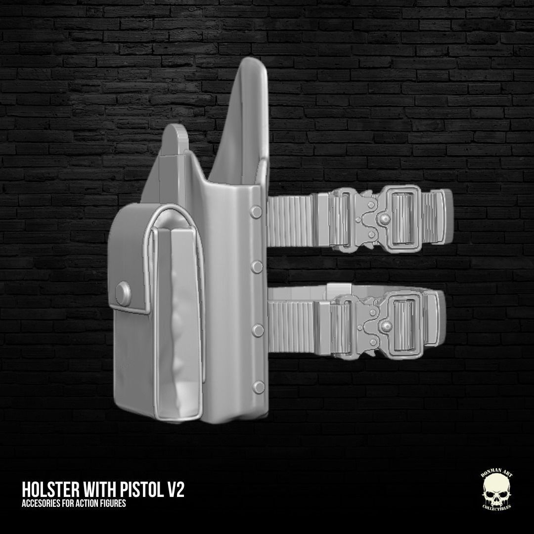 Holster V2 accessory 3D printable files for Action Figures 3D print model_4