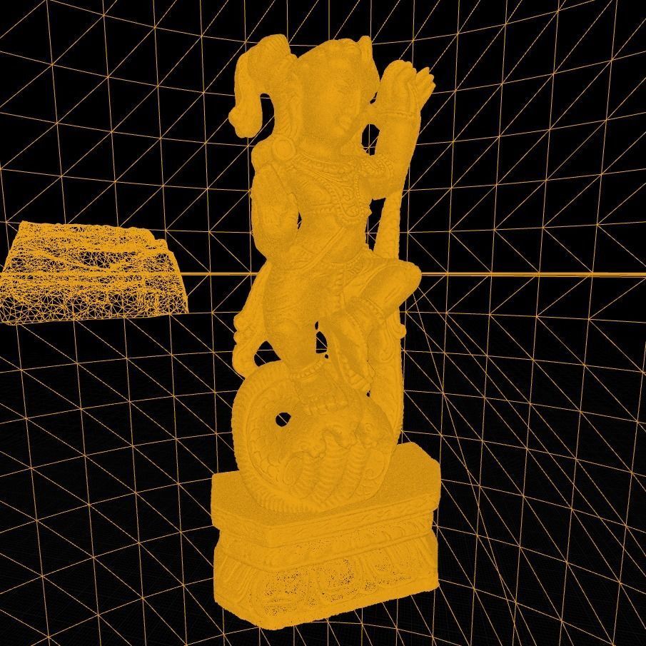 Krishna Dance on Snake wood carving 3D model_7