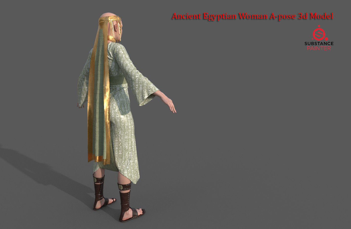 Ancient Egyptian Woman A-pose 3d Model 3D model_2