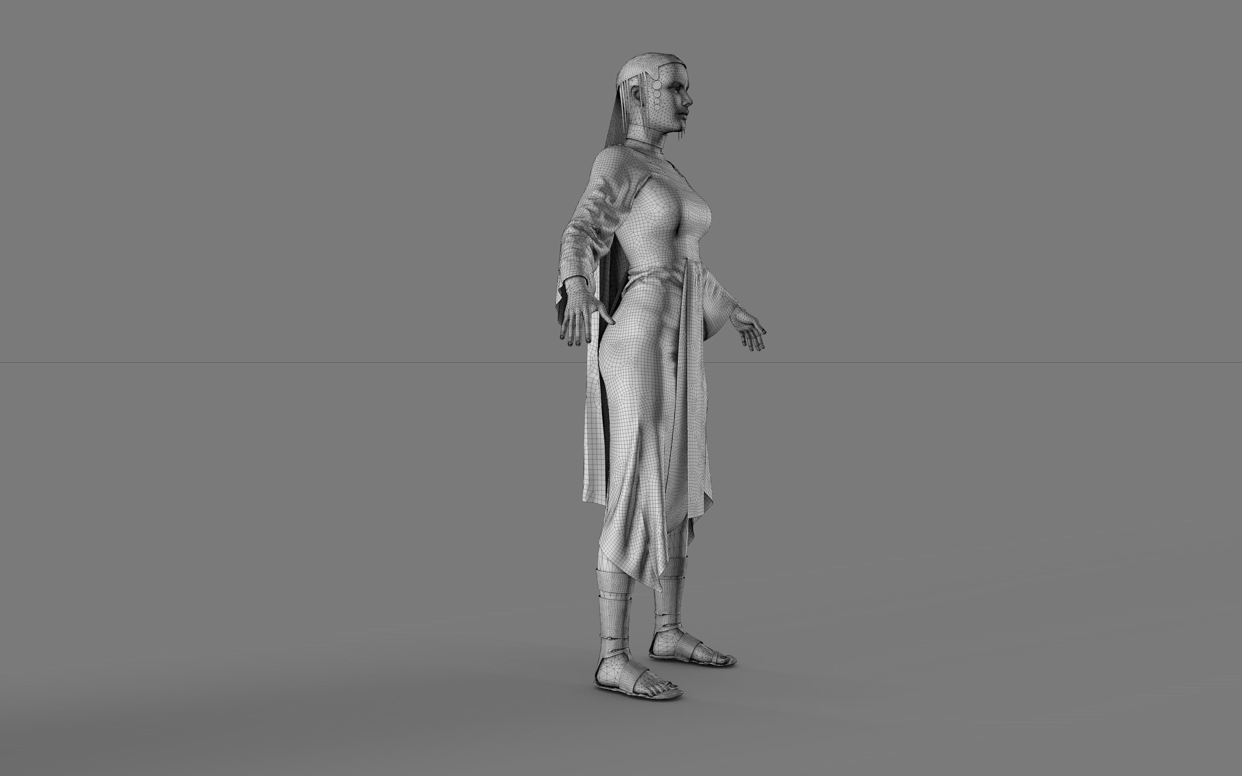 Ancient Egyptian Woman A-pose 3d Model 3D model_37