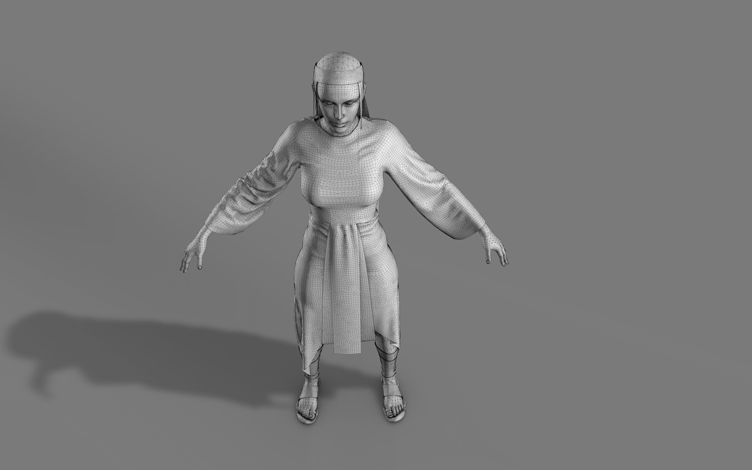 Ancient Egyptian Woman A-pose 3d Model 3D model_40