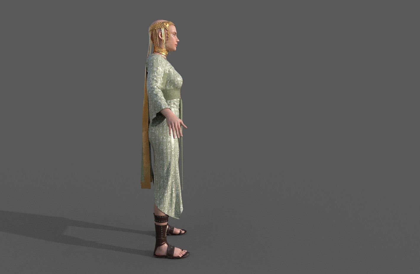 Ancient Egyptian Woman A-pose 3d Model 3D model_28