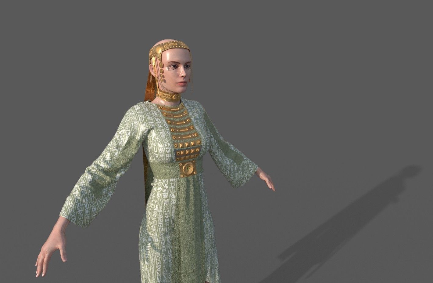 Ancient Egyptian Woman A-pose 3d Model 3D model_31