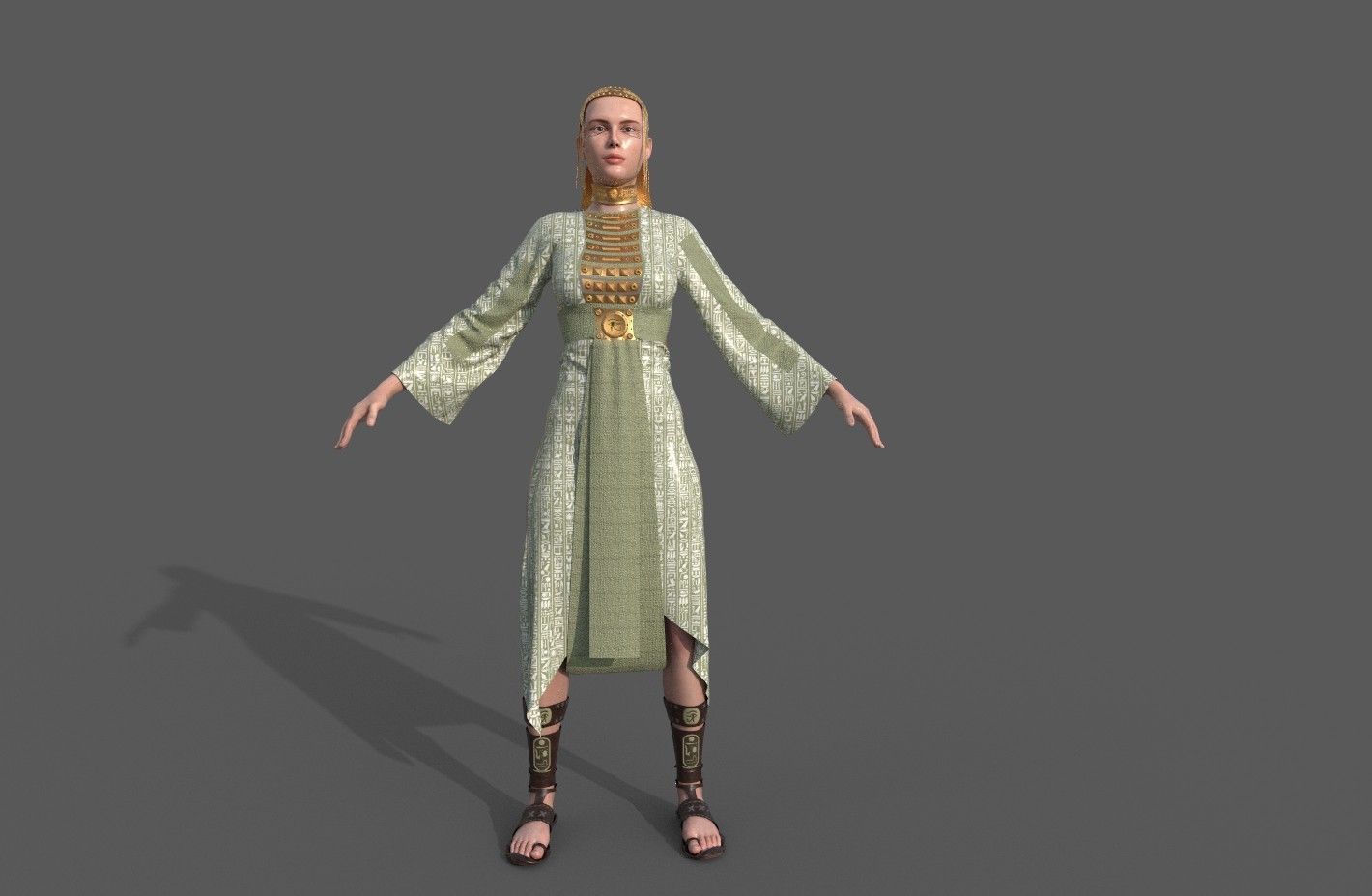 Ancient Egyptian Woman A-pose 3d Model 3D model_16