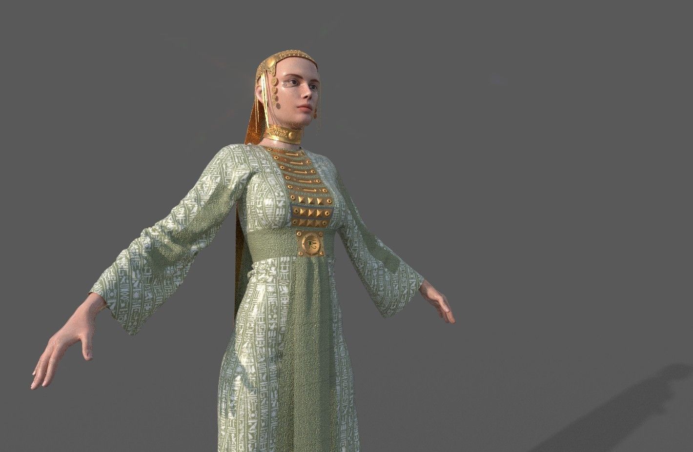 Ancient Egyptian Woman A-pose 3d Model 3D model_36