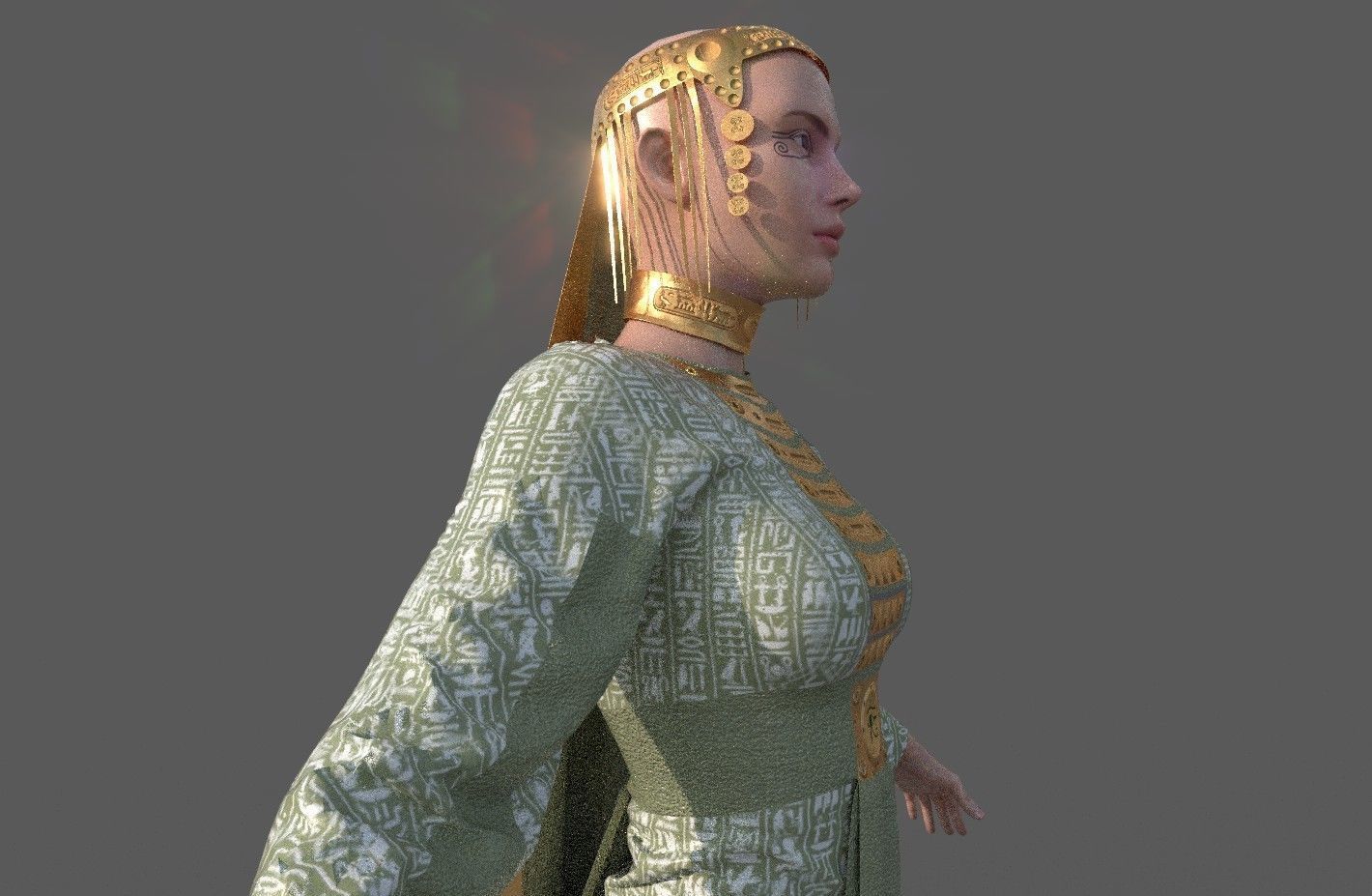 Ancient Egyptian Woman A-pose 3d Model 3D model_21