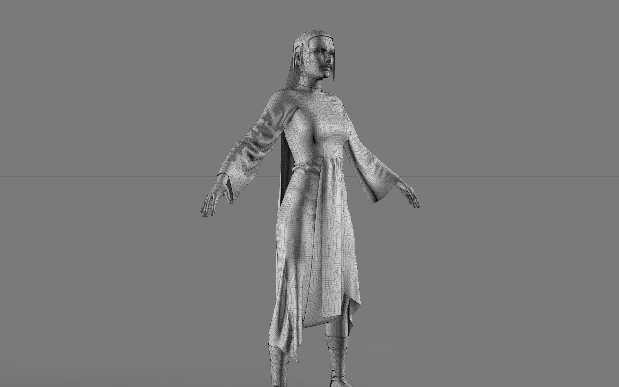 Ancient Egyptian Woman A-pose 3d Model 3D model_39