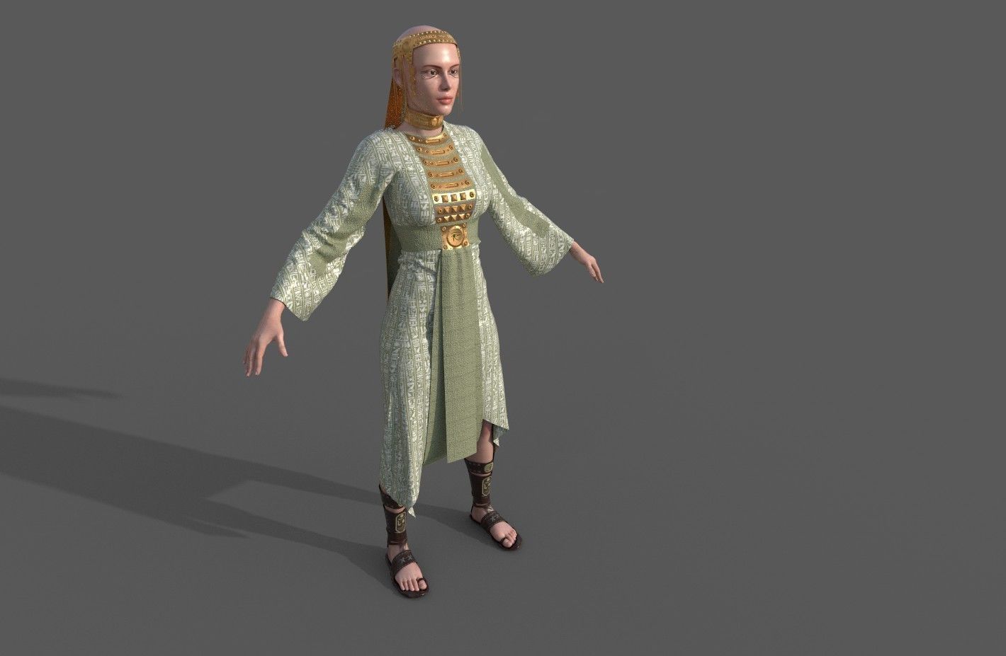 Ancient Egyptian Woman A-pose 3d Model 3D model_10