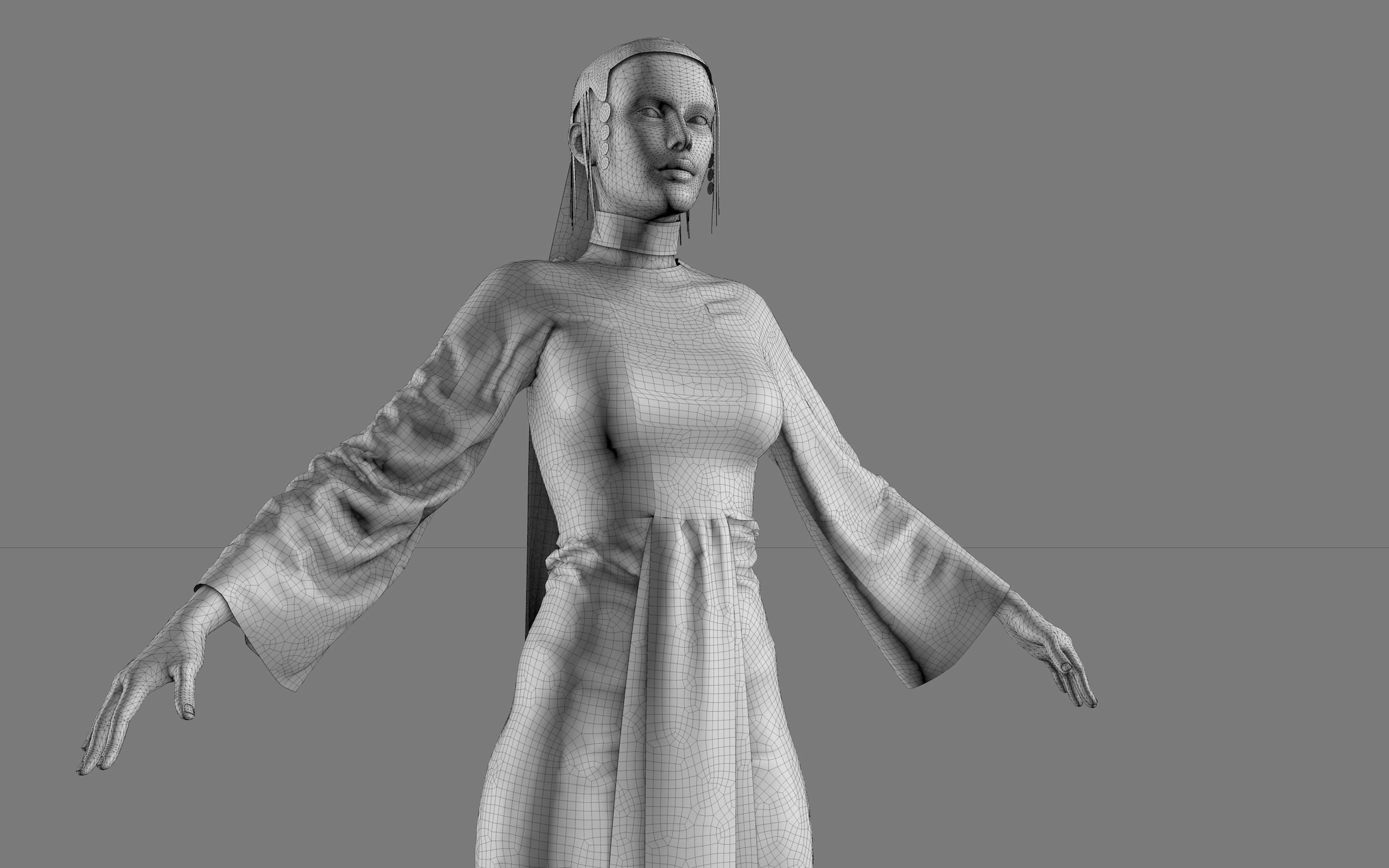 Ancient Egyptian Woman A-pose 3d Model 3D model_42