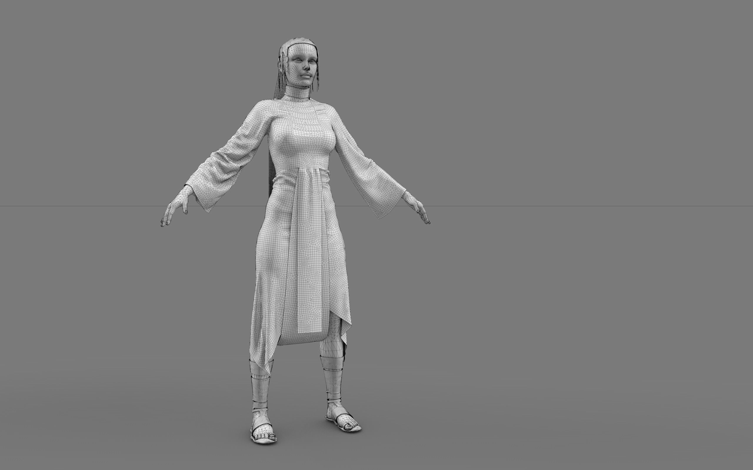 Ancient Egyptian Woman A-pose 3d Model 3D model_35