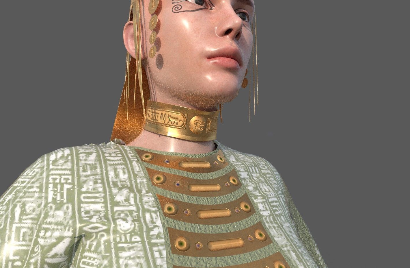 Ancient Egyptian Woman A-pose 3d Model 3D model_11