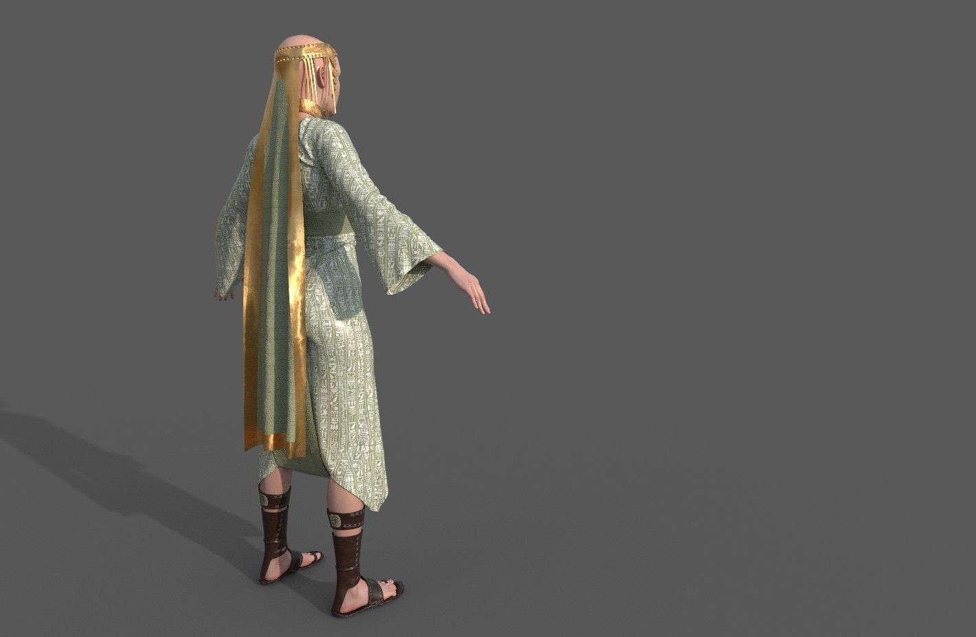 Ancient Egyptian Woman A-pose 3d Model 3D model_27