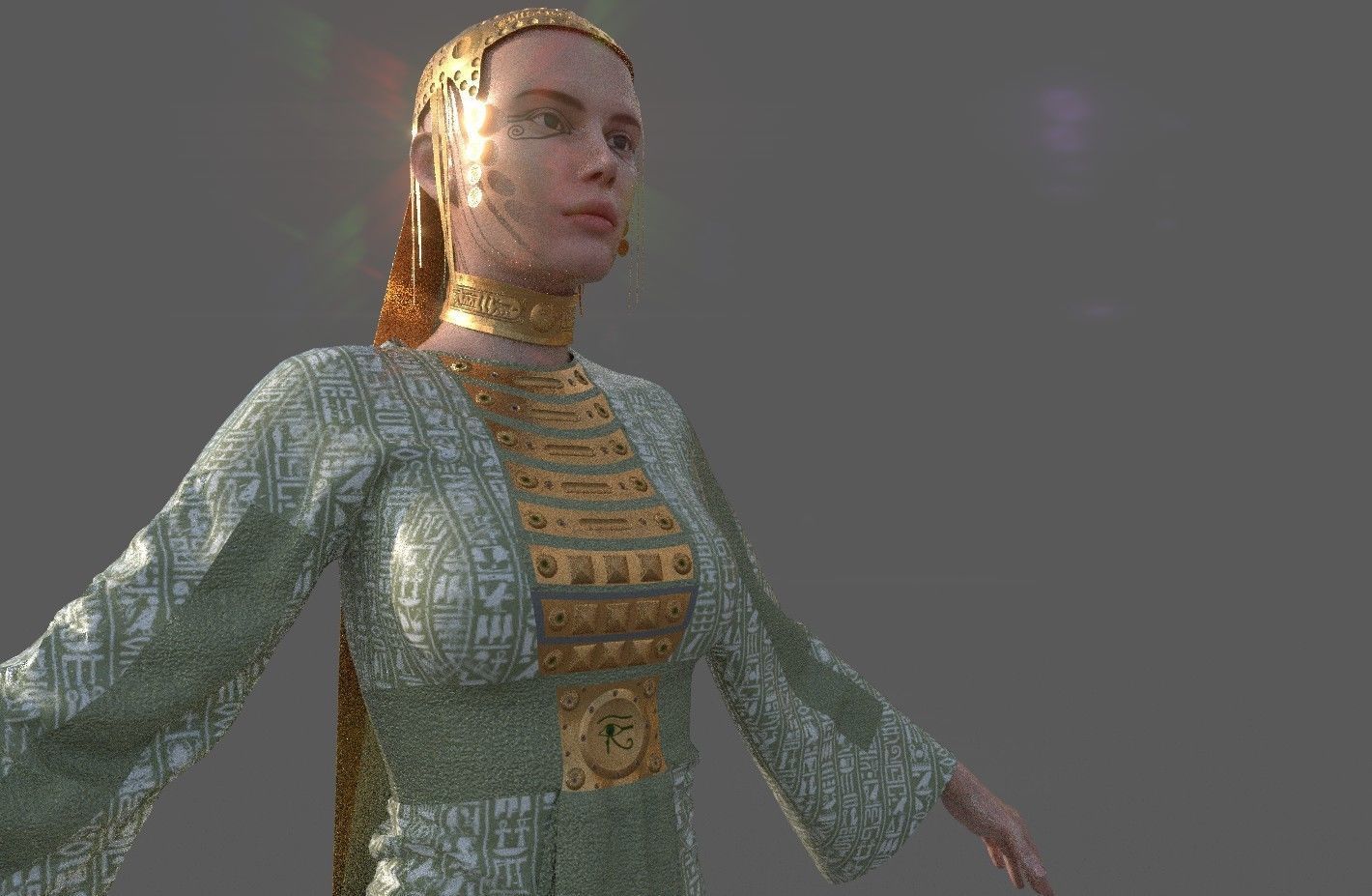 Ancient Egyptian Woman A-pose 3d Model 3D model_22