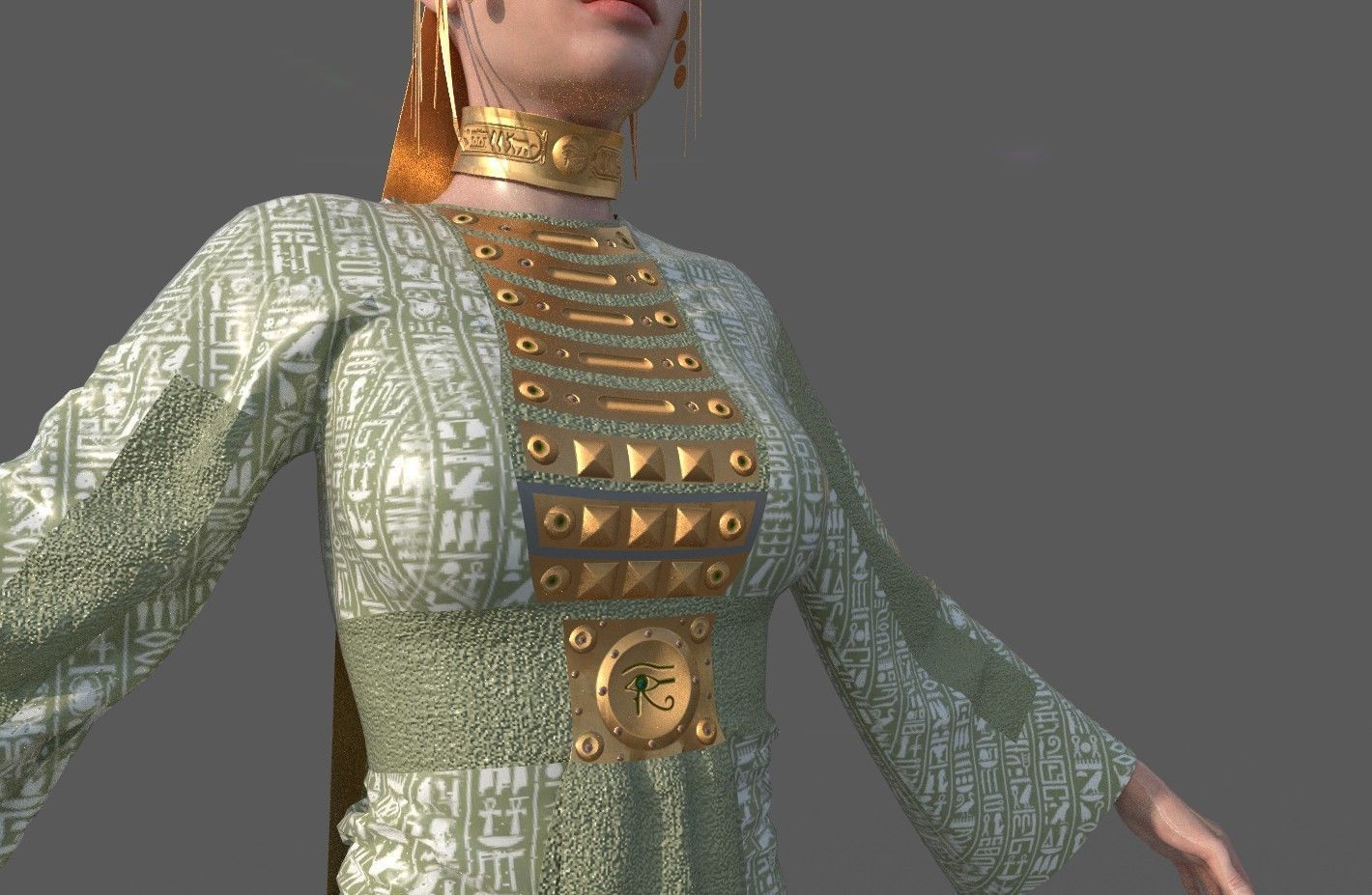 Ancient Egyptian Woman A-pose 3d Model 3D model_34