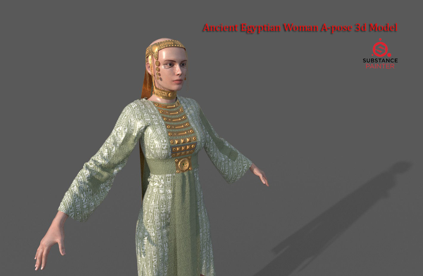 Ancient Egyptian Woman A-pose 3d Model 3D model_3