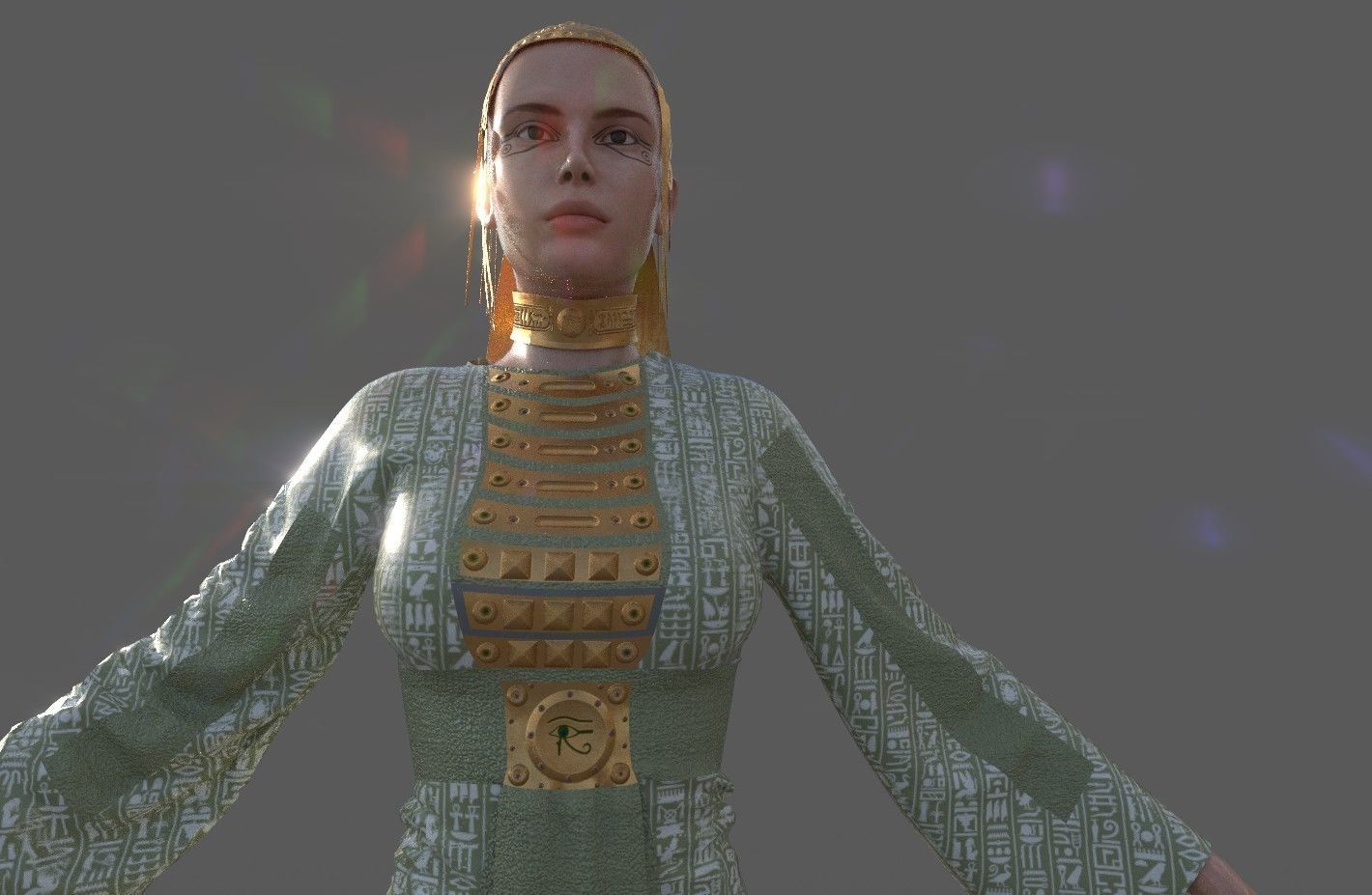 Ancient Egyptian Woman A-pose 3d Model 3D model_23