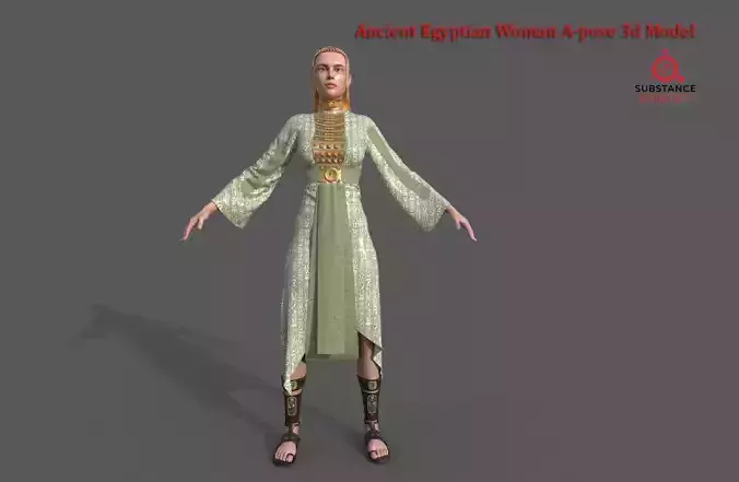 Ancient Egyptian Woman A-pose 3d Model 3D model