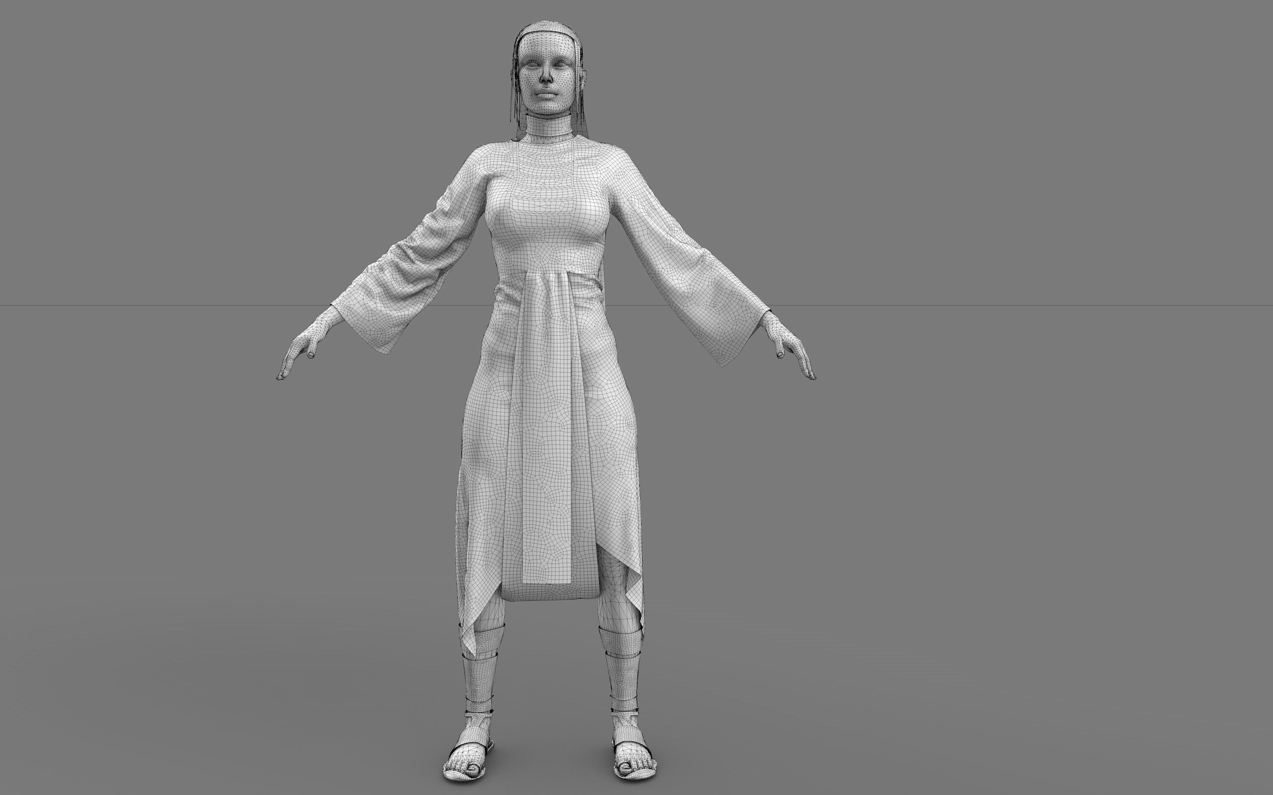 Ancient Egyptian Woman A-pose 3d Model 3D model_32