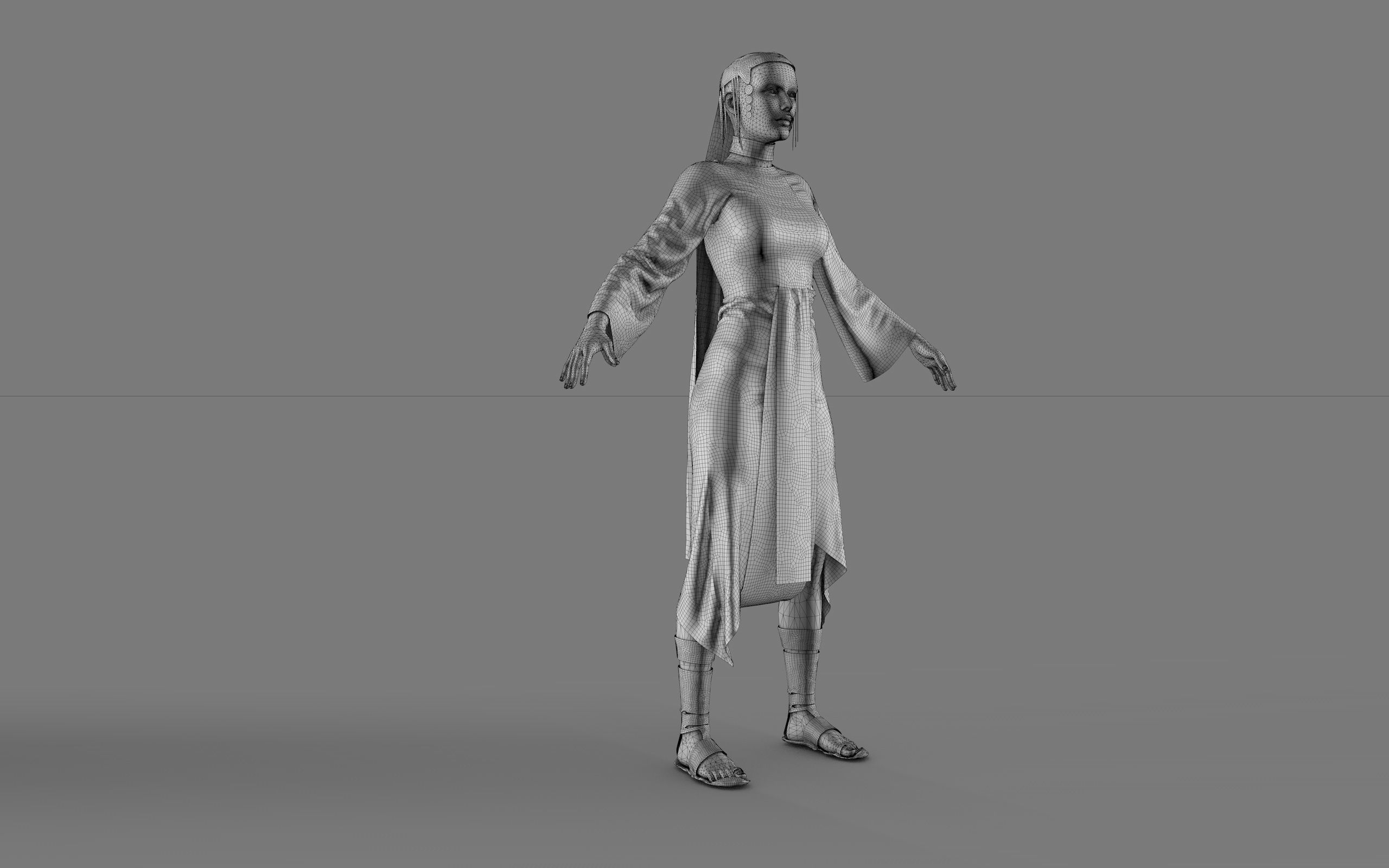 Ancient Egyptian Woman A-pose 3d Model 3D model_38