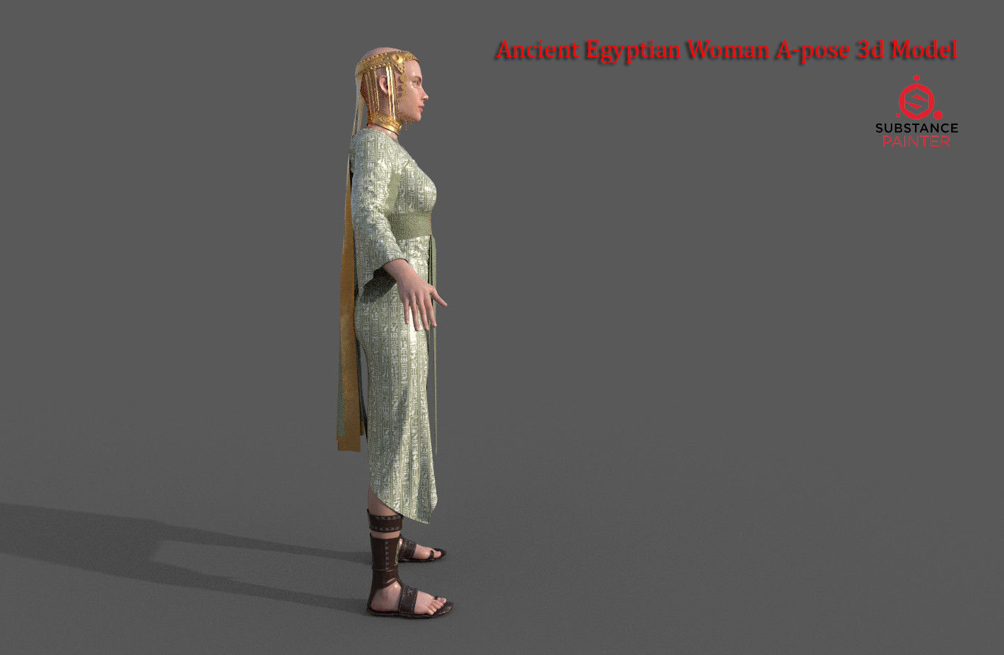 Ancient Egyptian Woman A-pose 3d Model 3D model_4