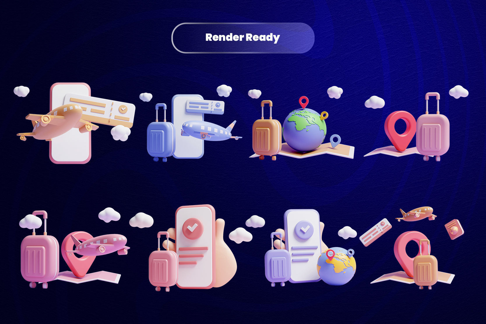 Travel 3d Illustration Icon Pack 3D model_2