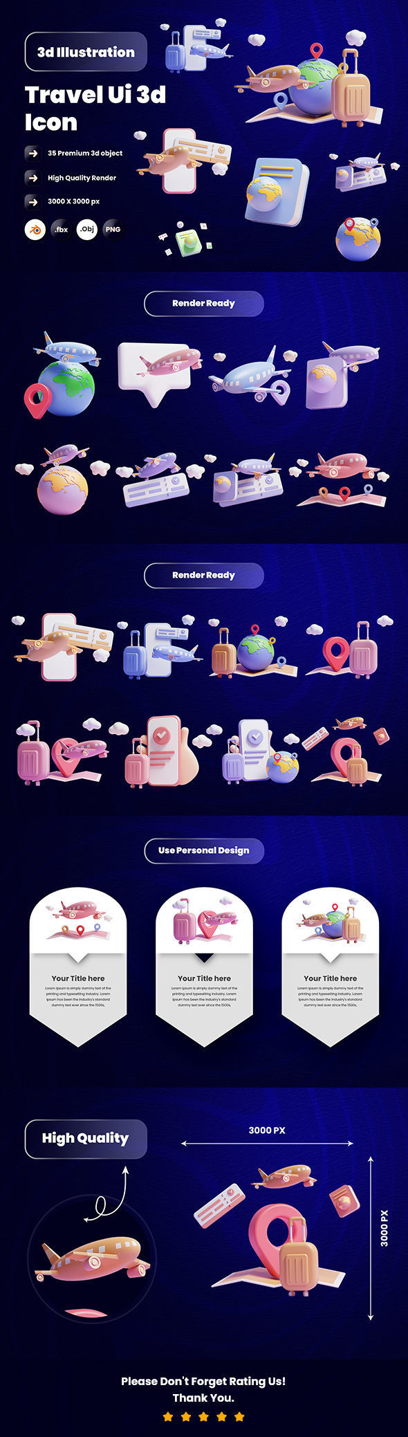 Travel 3d Illustration Icon Pack 3D model_5