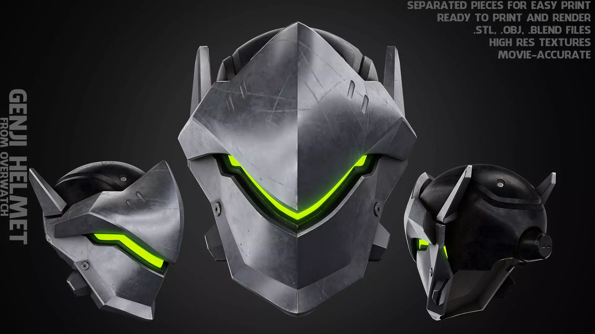 Overwatch Genji Helmet for Cosplay 3D print model