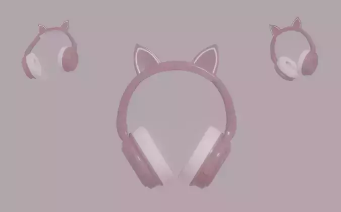 Bluetooth Headphones with Cat Ears 3D model