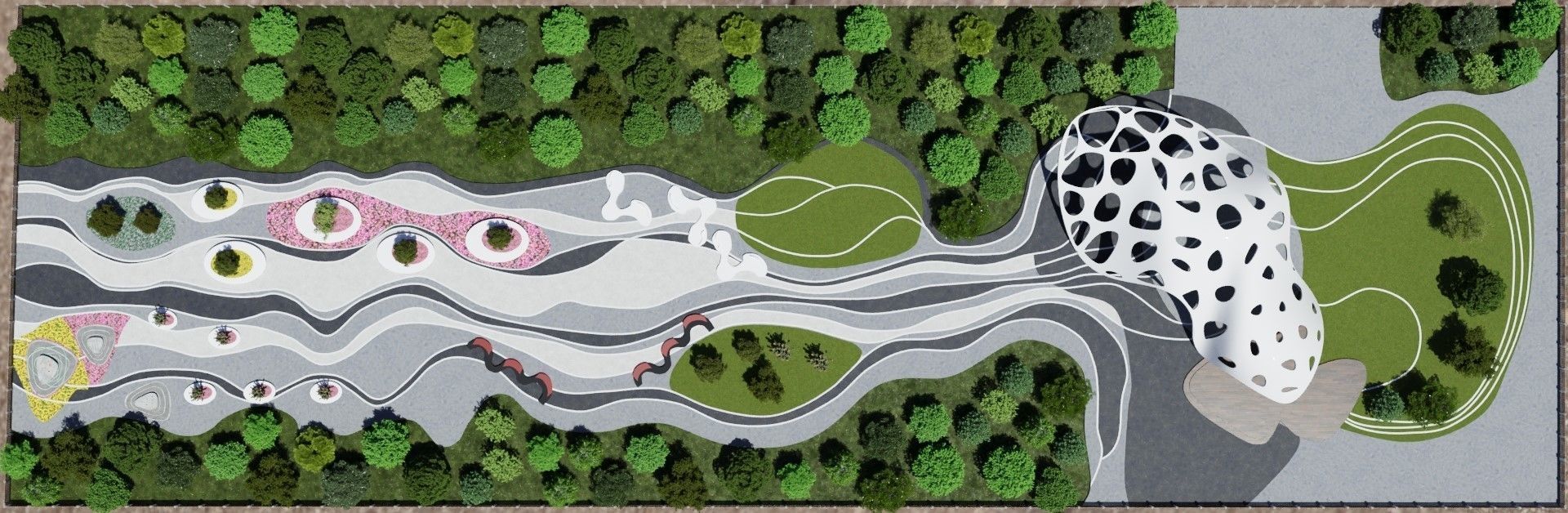 Modern City park 3D scene 3D model_1