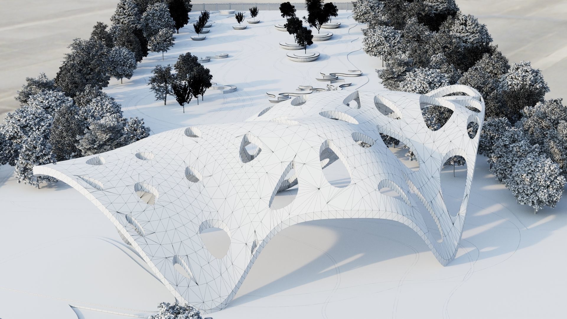 Modern City park 3D scene 3D model_6