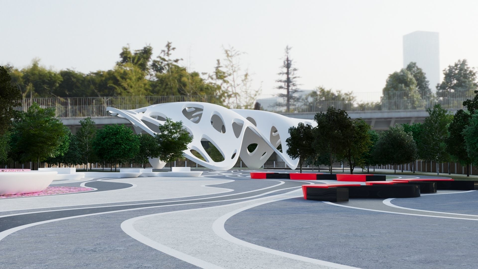 Modern City park 3D scene 3D model_5