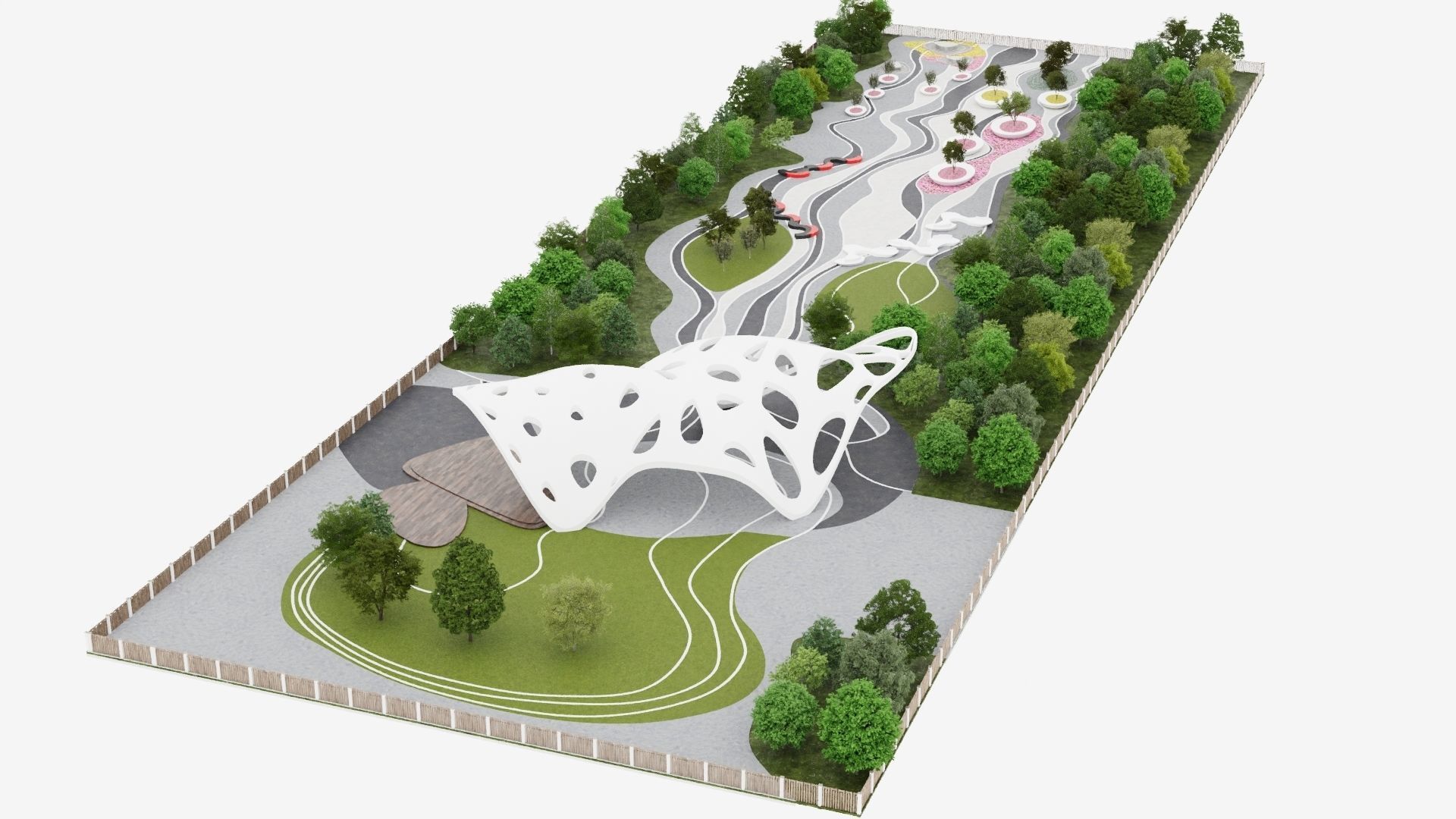 Modern City park 3D scene 3D model_7