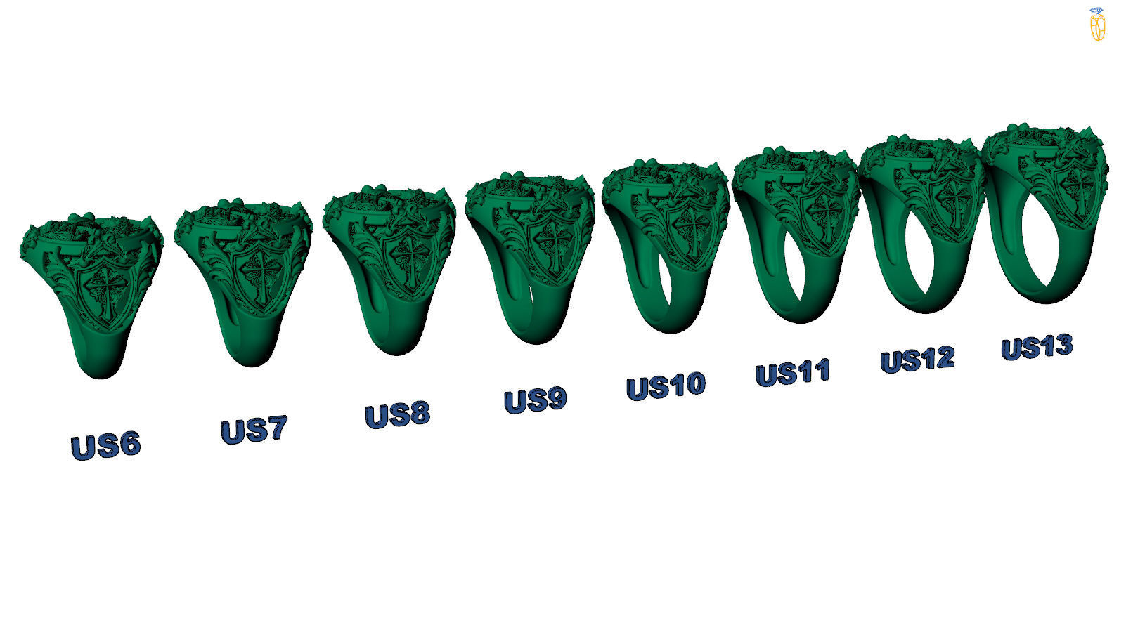 Saint Raphael Archangel Shield Caduceus Spear Christian Ring 3D print model_8