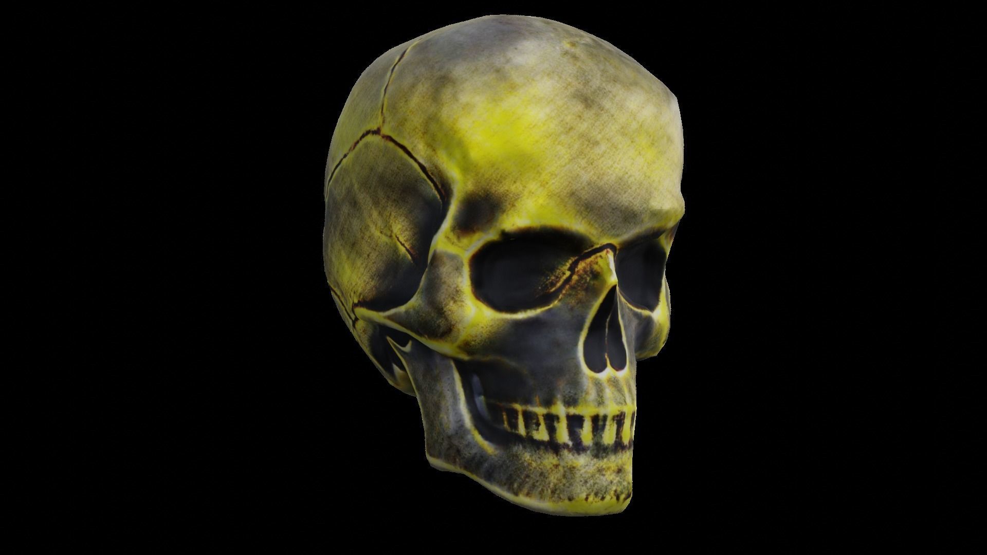 Golden Grimy Cranium LowPoly Low-poly 3D model_2