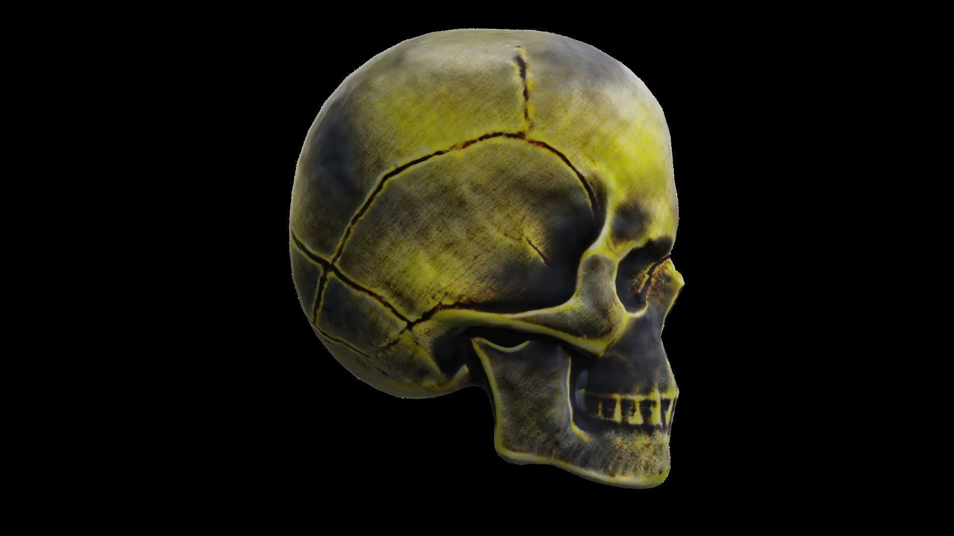 Golden Grimy Cranium LowPoly Low-poly 3D model_3