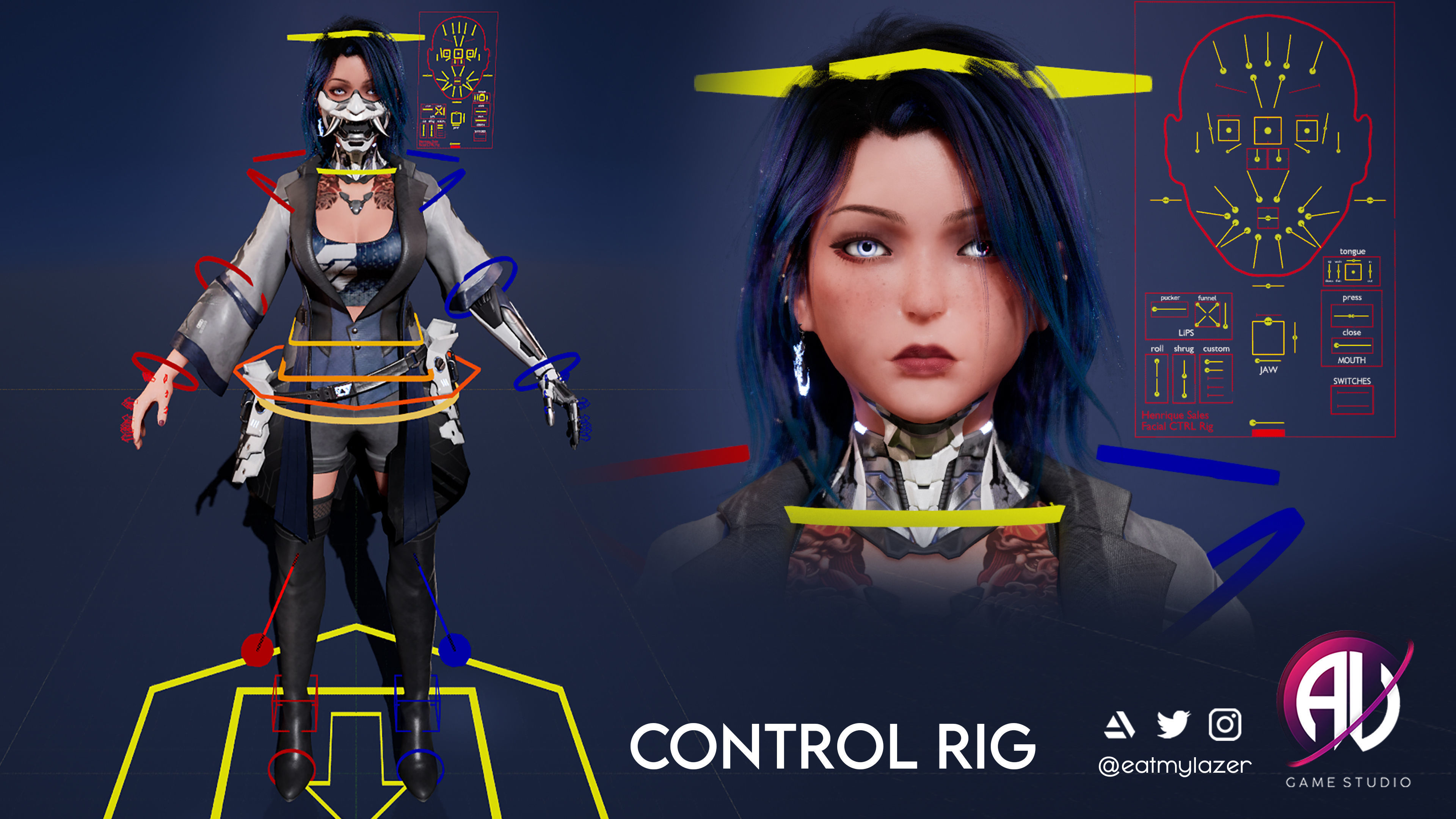 White Blossom - Scifi Cyberpunk Character Low-poly 3D model_7