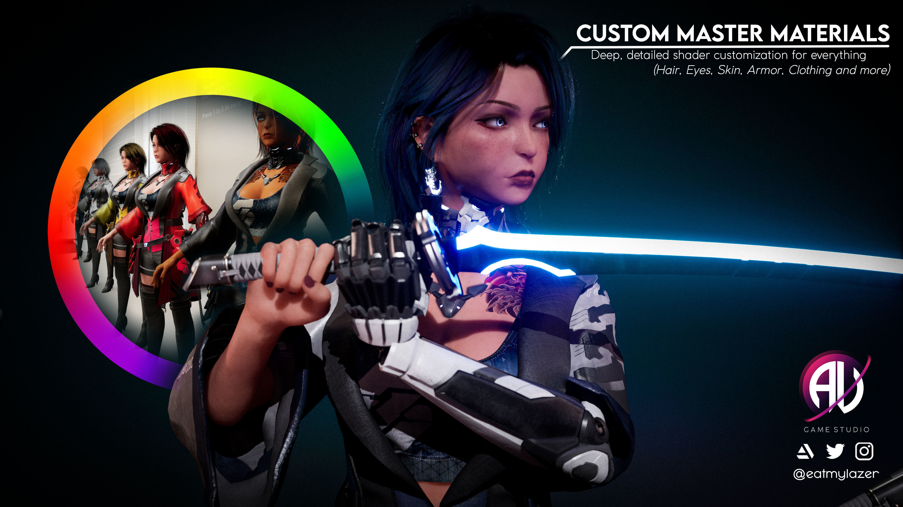 White Blossom - Scifi Cyberpunk Character Low-poly 3D model_3