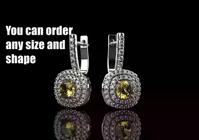 Cushion halo earring model 630 3D print model