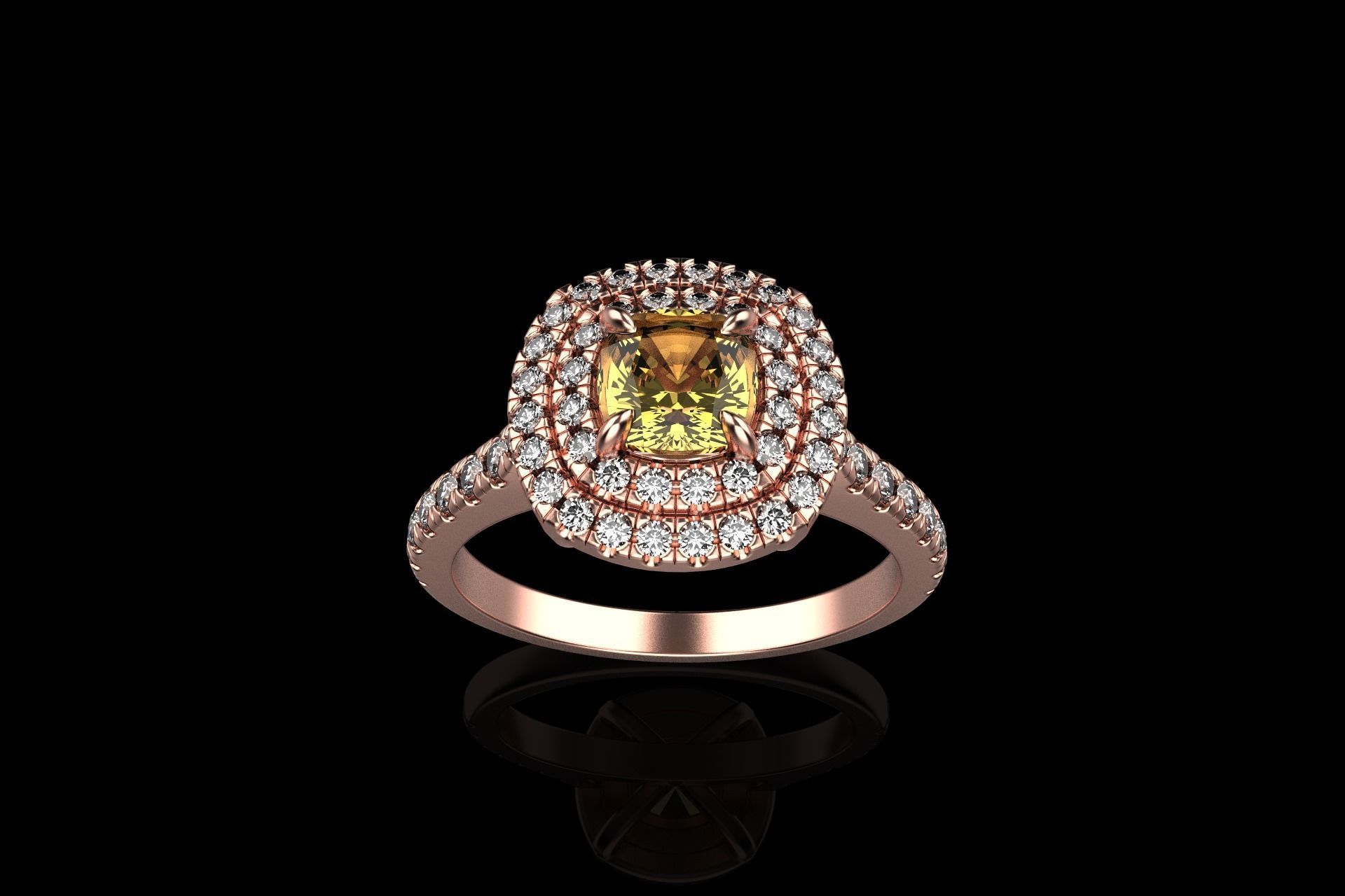 Cushion halo ring model 632 3D print model_14