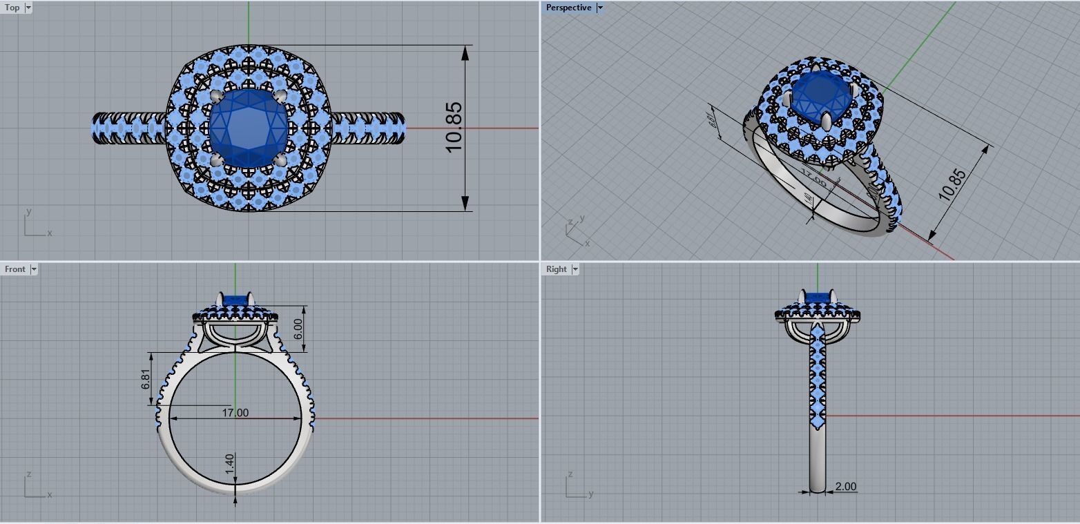 Cushion halo ring model 632 3D print model_3