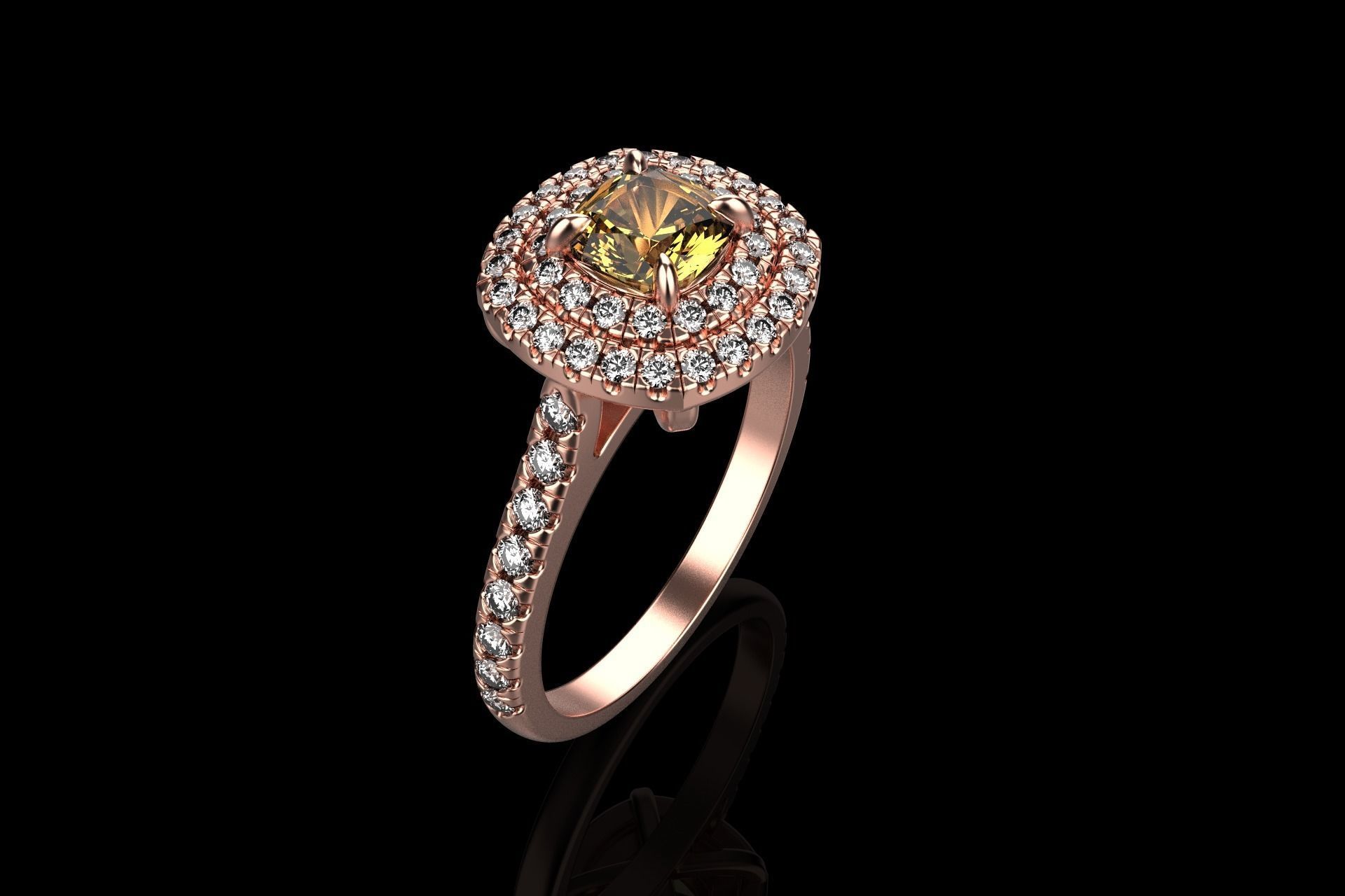 Cushion halo ring model 632 3D print model_24