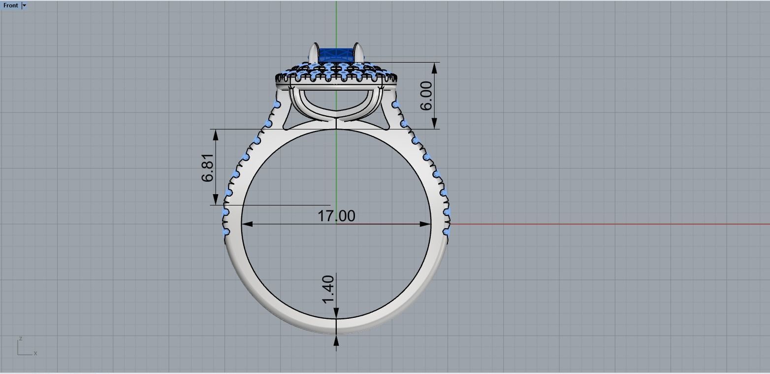 Cushion halo ring model 632 3D print model_7