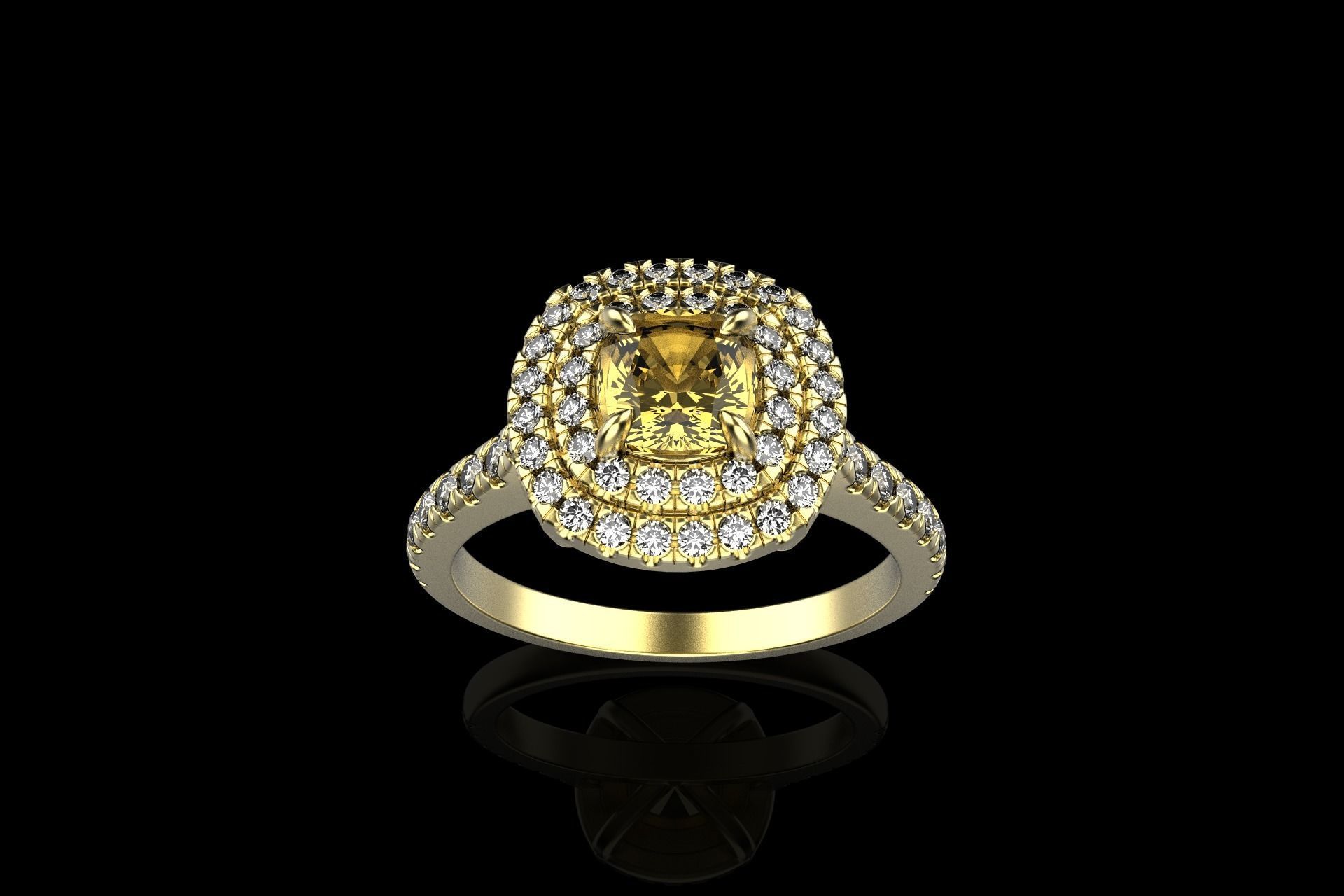 Cushion halo ring model 632 3D print model_12