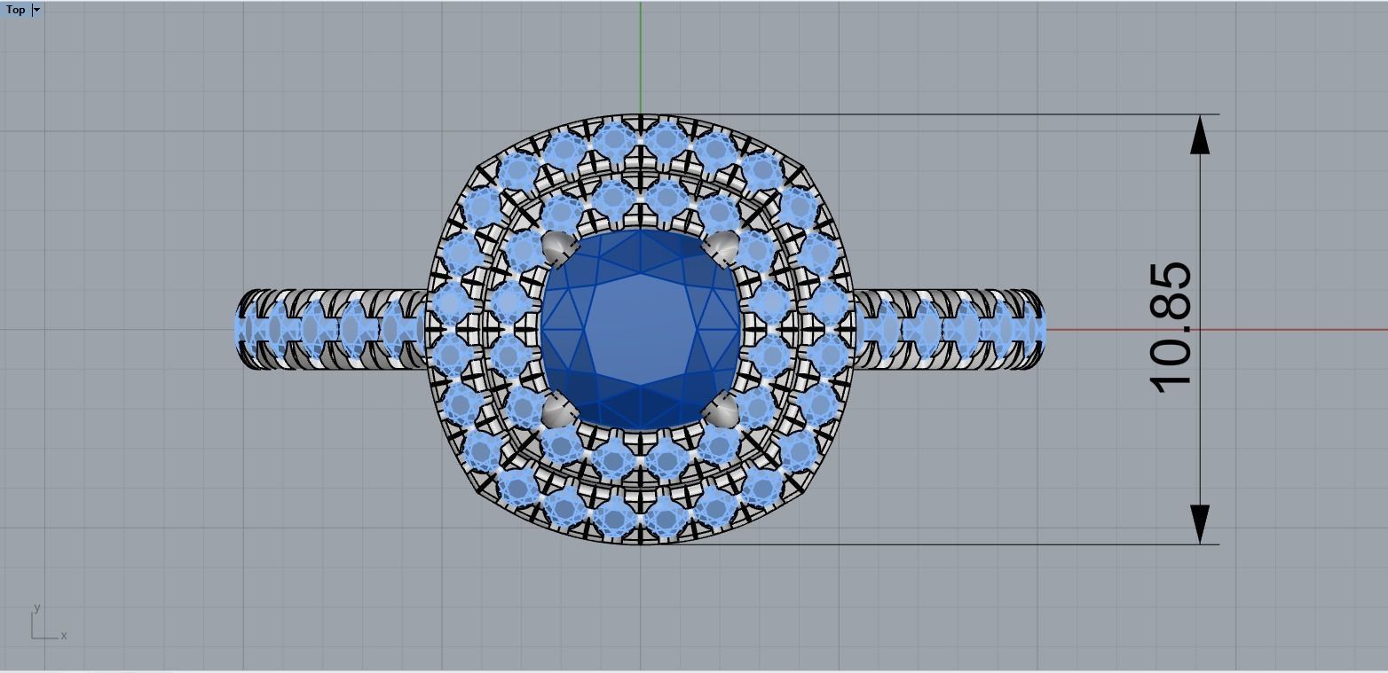 Cushion halo ring model 632 3D print model_6