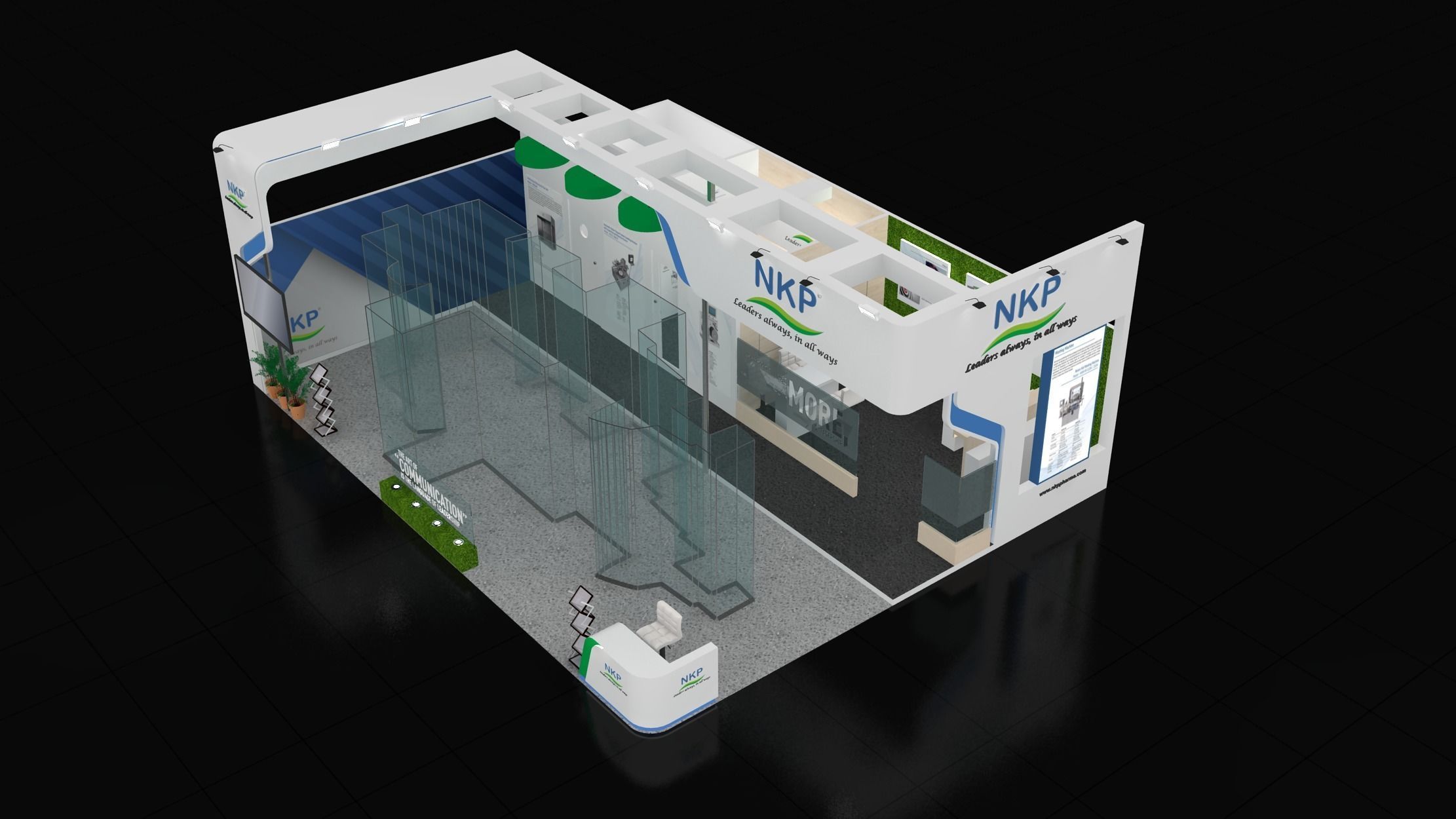 10 x 8 2side open exhibition stand  stall 3ds max 2011 Low-poly 3D model_8