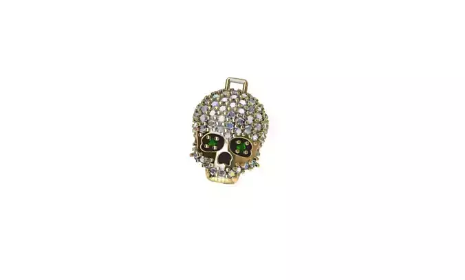 Skull Amulet Full Pave Diamonds Amuleto de Caveira Diamantes 3D print model