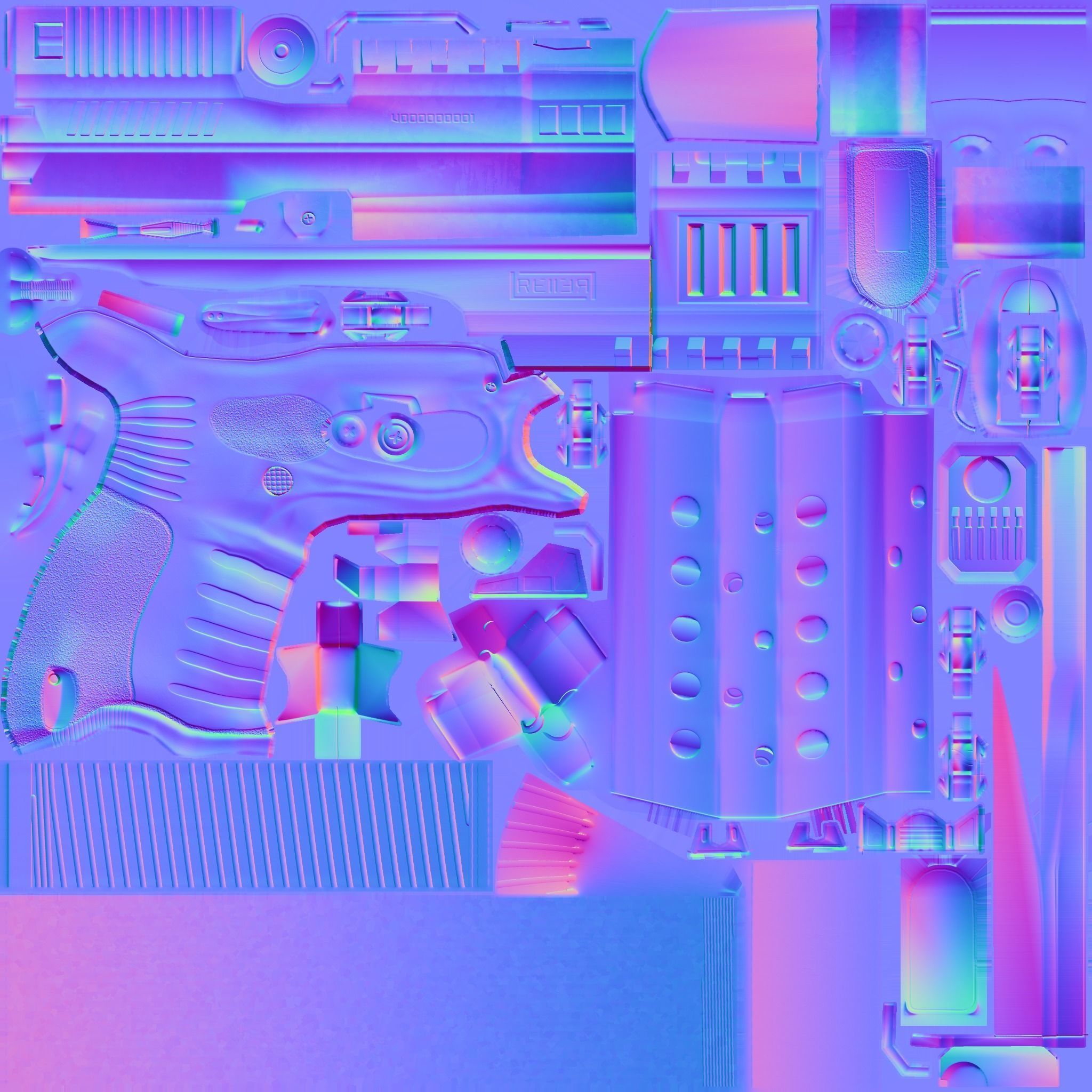 9mm gun Free 3D model_4