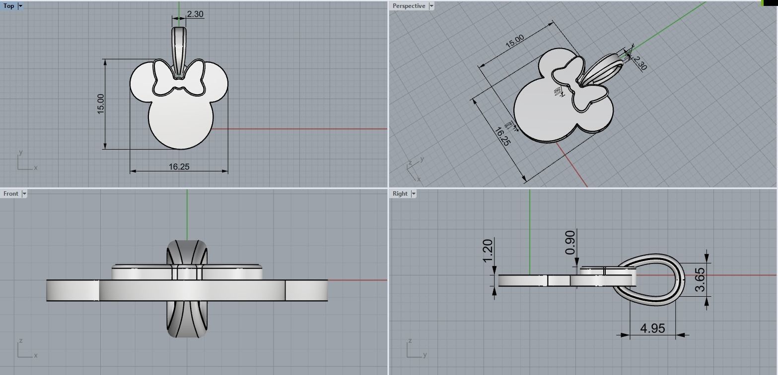 minnie mouse pendant model 637 3D print model_4